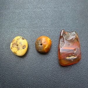 Set of Three Brown and Tan amber beads